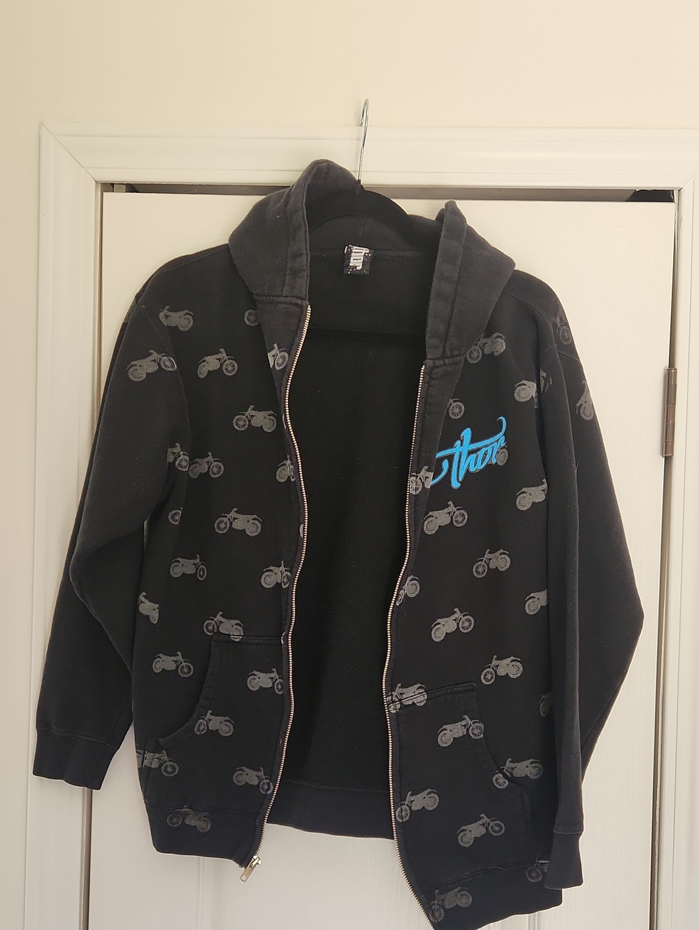 thor Black Hoodie with Blue Logo